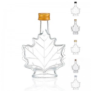 Maple Syrup Leaf Shaped Empty Glass Bottles 50 ml 100 ml 250 ml