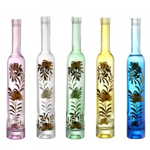 Design 375 ml decal paper Clear liquor glass bottle