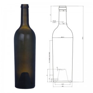 1200g Bordeaux Tapered Cork  Wine Glass Bottle
