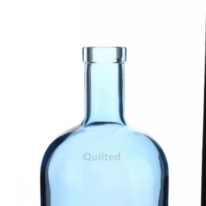 1000 ml blue color liquor round glass bottle with cork