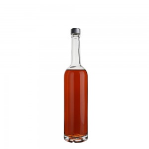 Long neck clear glass 750 ml liquor bottle
