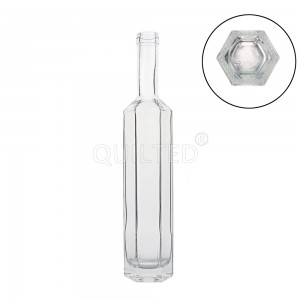 375 ml Hexagonal shape liquor glass brandy bottle