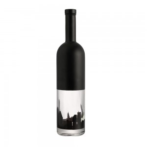 Custom 750 ml black glass liquor bottle