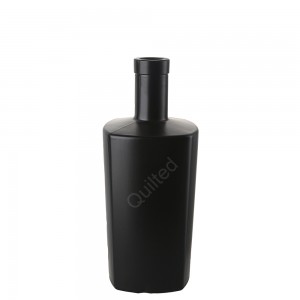 750 ml matte black liquor glass bottle with cork