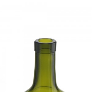750 ml round shape green liquor glass bottle