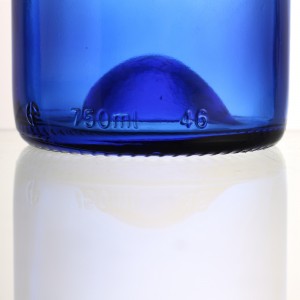 750 ml blue color wine glass bottle with cork