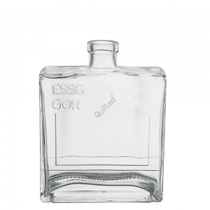 700 ml flat shape liquor glass vodka bottle with cork