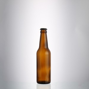 300 ml amber color beer glass bottle with crown