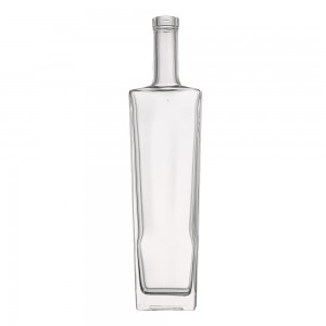 Empty 700 ml flat square glass liquor bottle