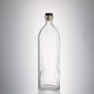 Empty 1000 ml liquor glass bottle with cork