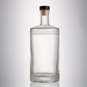 Custom clear glass 1000 ml logo liquor bottle