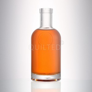 Small round 375 ml clear liquor glass gin bottle