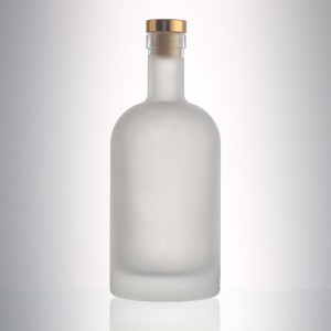 1000 ml frosted glass liquor bottle with cork