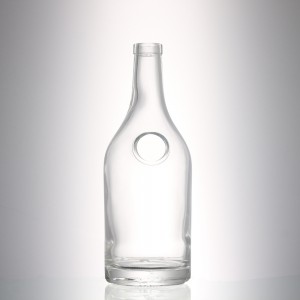 750 ml clear logo glass liquor bottle