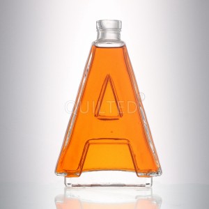 Custom 500 ml Letter shape liquor glass whisky bottle