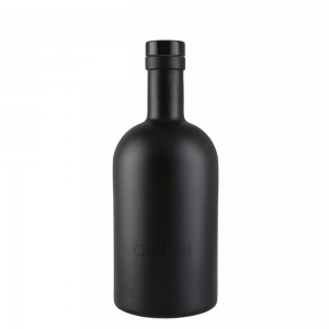 750 ml matte black liquor glass bottle with cork