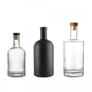 Custom round shape liquor glass vodka bottle with cork