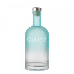 500 ml blue color round liquor glass gin bottle