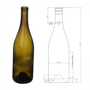 750ml 550g Push Up Cork Finish Burgundy Glass Bottle