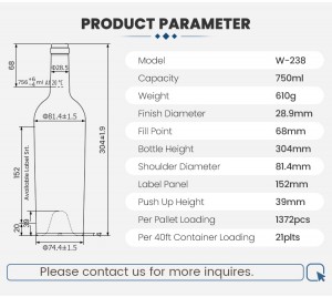 W-238  Empty Glass Bottle