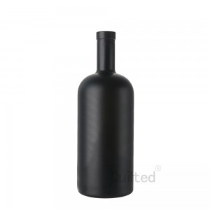 Fancy round shape frosted 1000 ml liquor glass gin bottle